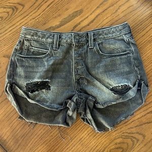 Free People Rolled Hem Distressed Shorts